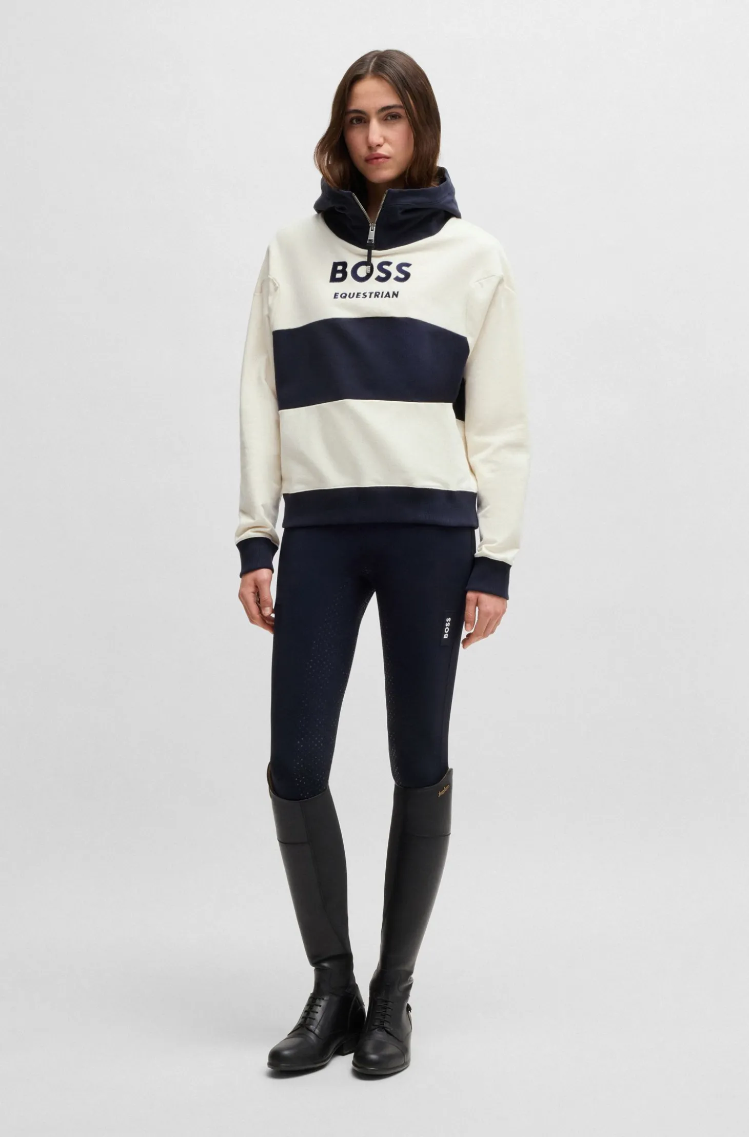 Equestrian hoodie in Italian stretch cotton