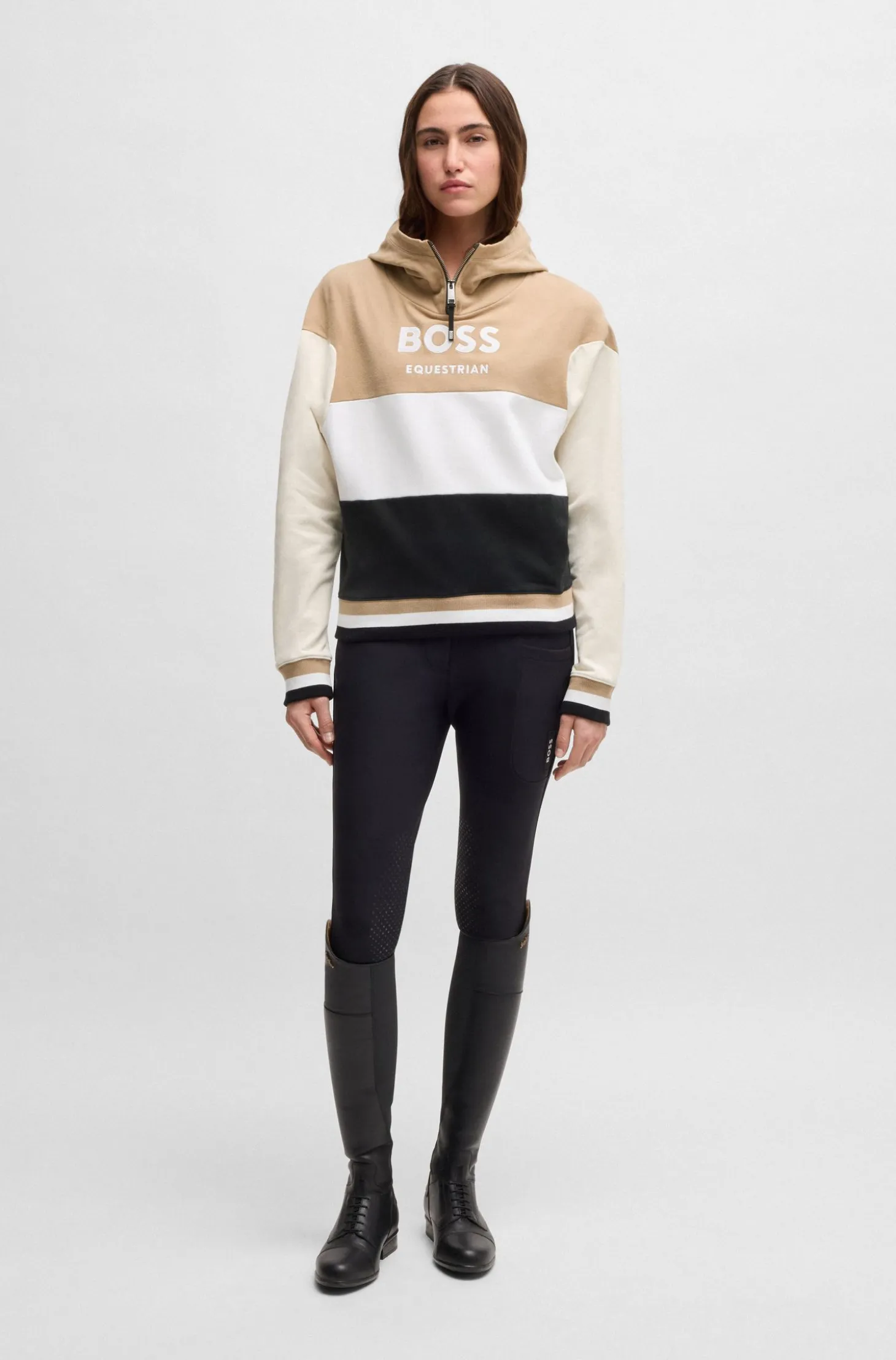 Equestrian hoodie in Italian stretch cotton