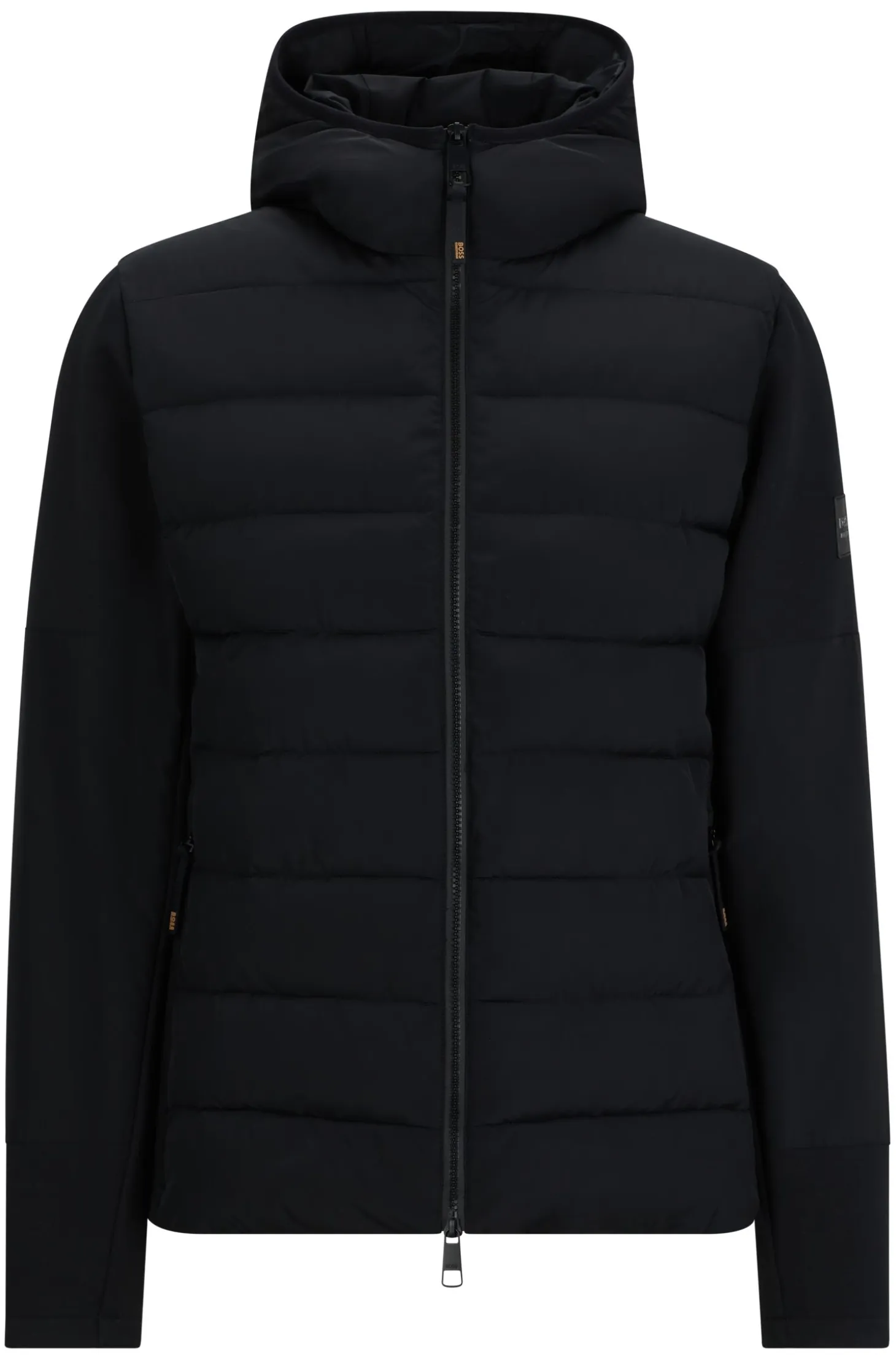 Equestrian hybrid puffer jacket with logo patch