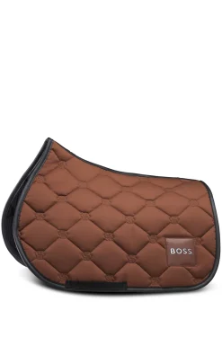 Equestrian jumping saddle pad with embroidered monograms