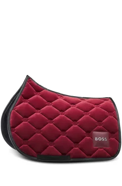 Equestrian jumping saddle pad in velvet