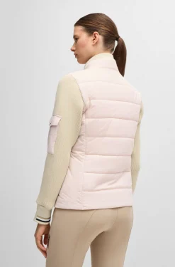 Equestrian mixed-material jacket with sleeve pocket