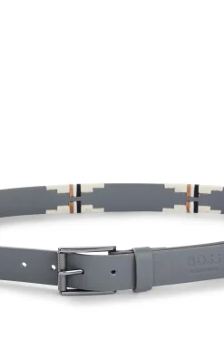 Equestrian polo belt with embroidered pattern