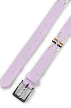 Equestrian polo belt with embroidered pattern