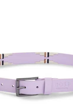 Equestrian polo belt with embroidered pattern