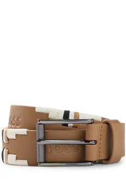 Equestrian polo belt with embroidered pattern