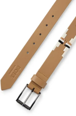 Equestrian polo belt with embroidered pattern