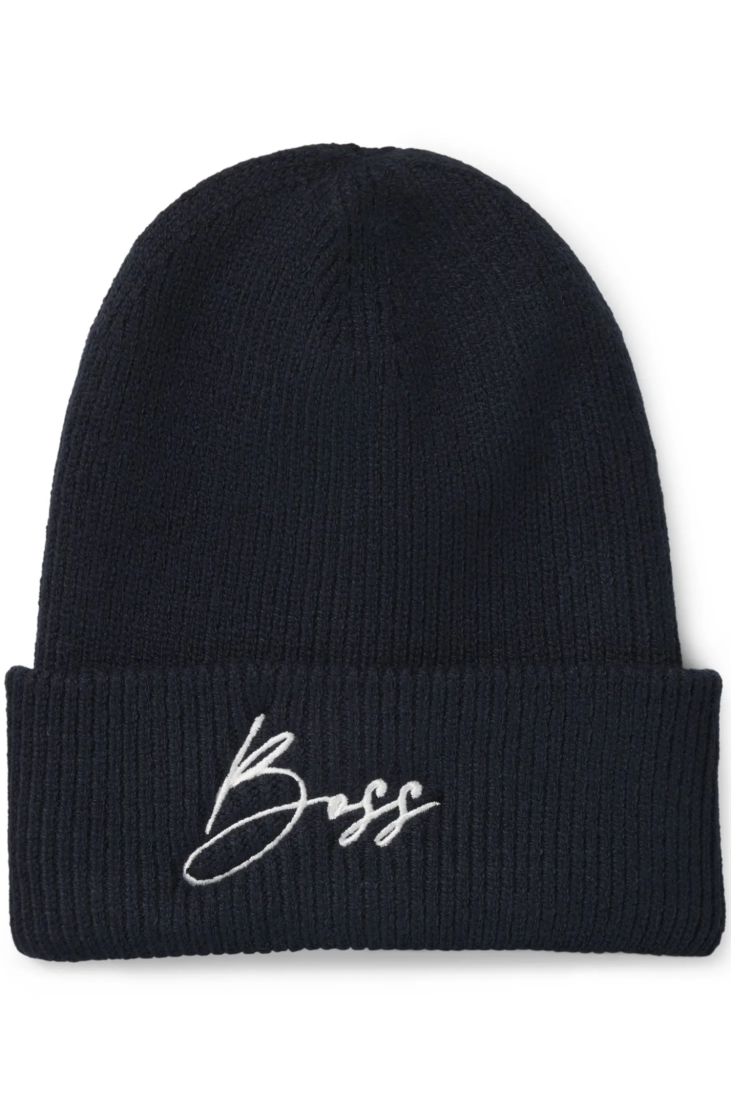 Equestrian ribbed beanie hat with embroidered logo