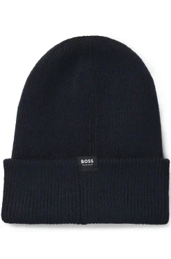 Equestrian ribbed beanie hat with embroidered logo