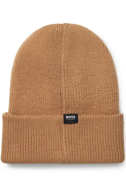 Equestrian ribbed beanie hat with embroidered logo