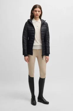 Equestrian ribbed-knit polo with oversized collar
