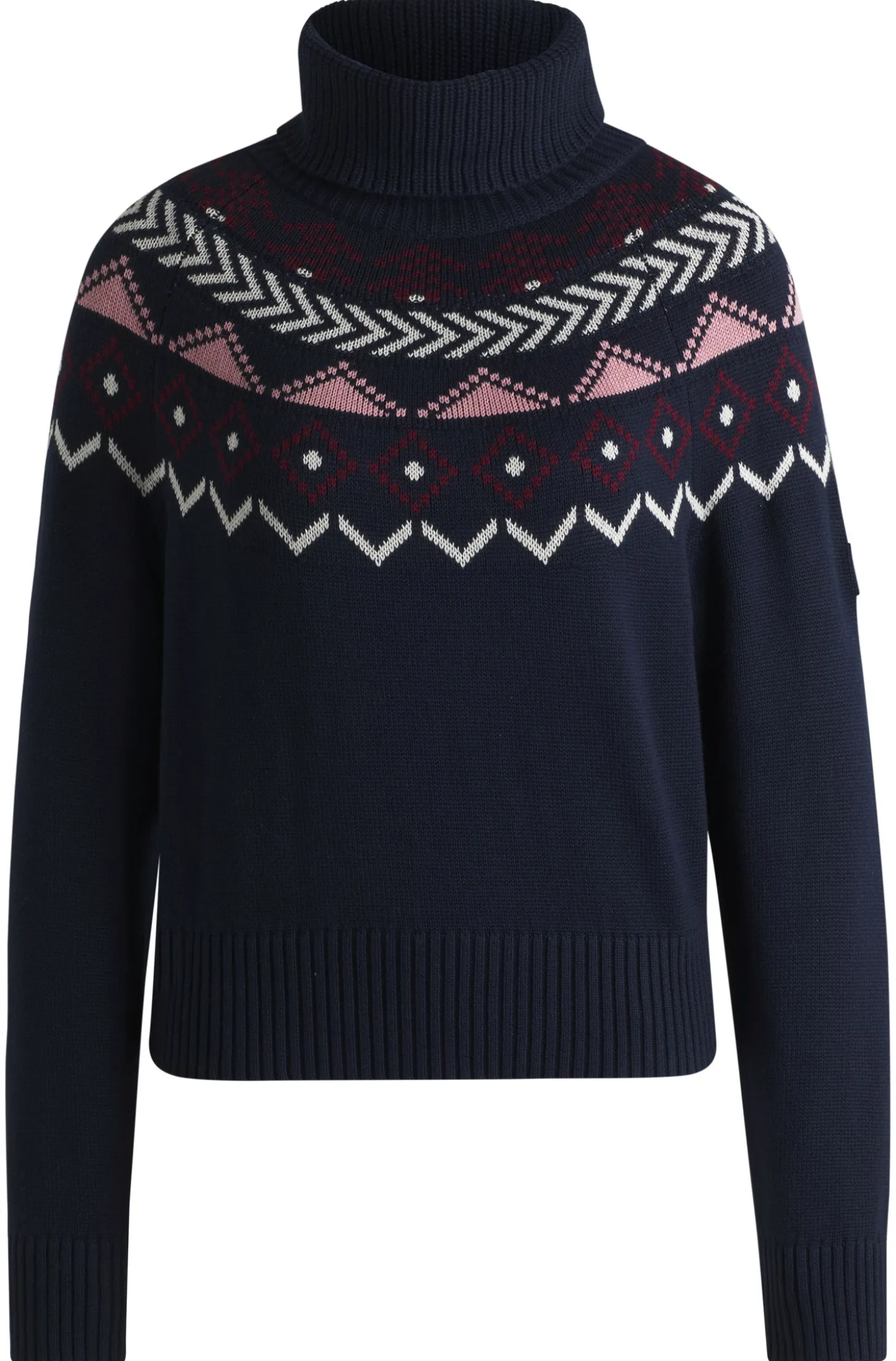 Equestrian rollneck sweater with knitted pattern