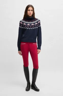 Equestrian rollneck sweater with knitted pattern