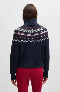 Equestrian rollneck sweater with knitted pattern
