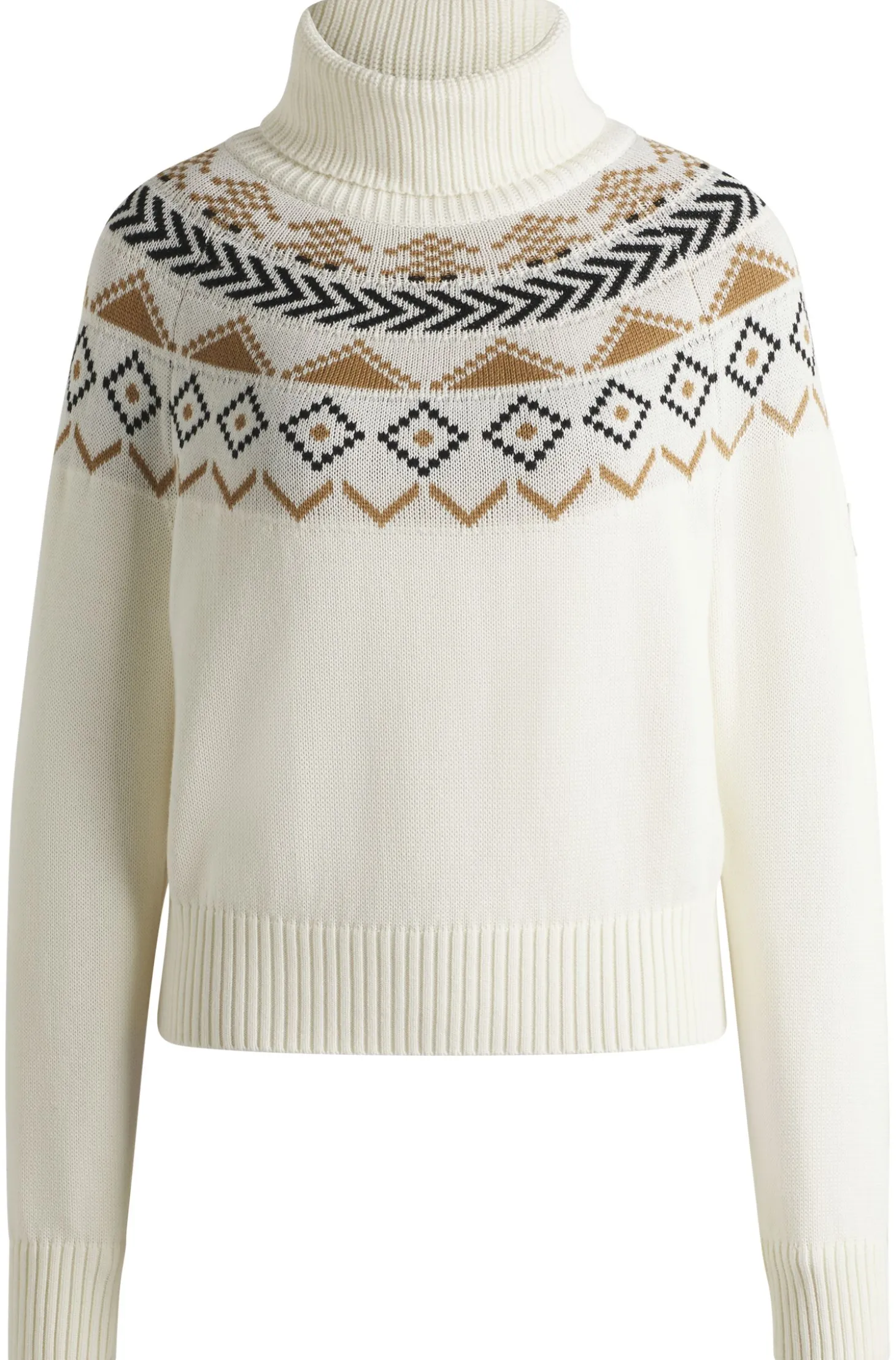 Equestrian rollneck sweater with knitted pattern