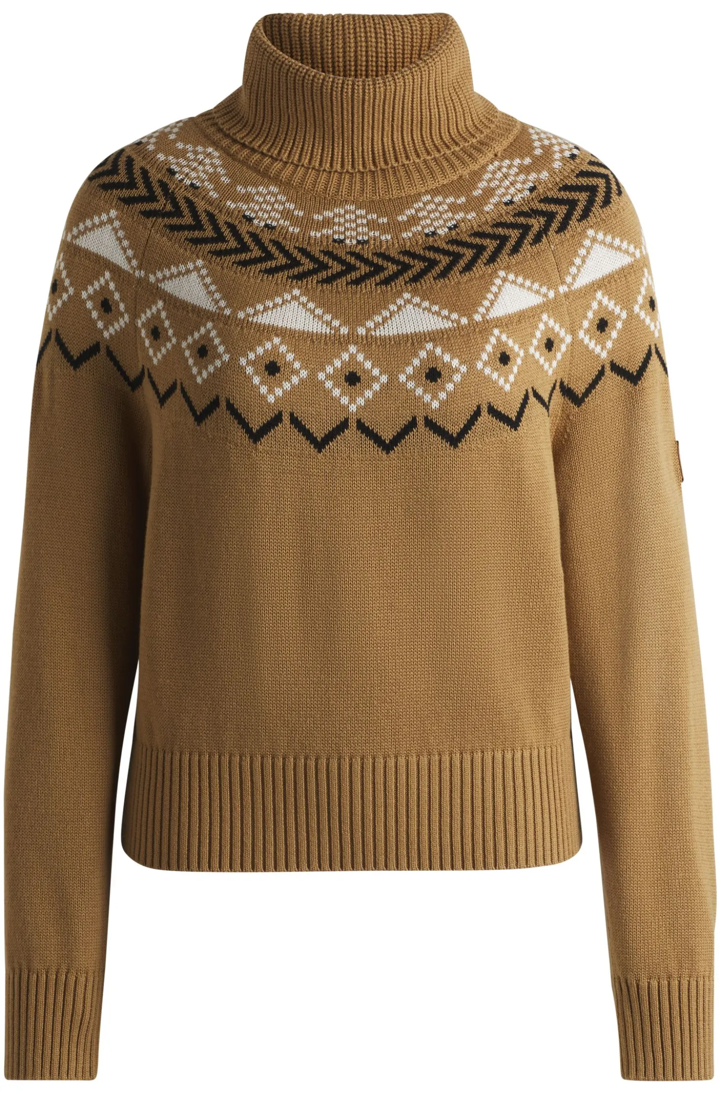 Equestrian rollneck sweater with knitted pattern
