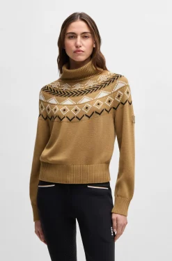 Equestrian rollneck sweater with knitted pattern