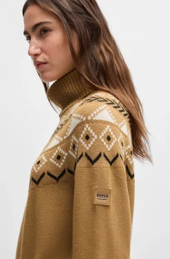 Equestrian rollneck sweater with knitted pattern