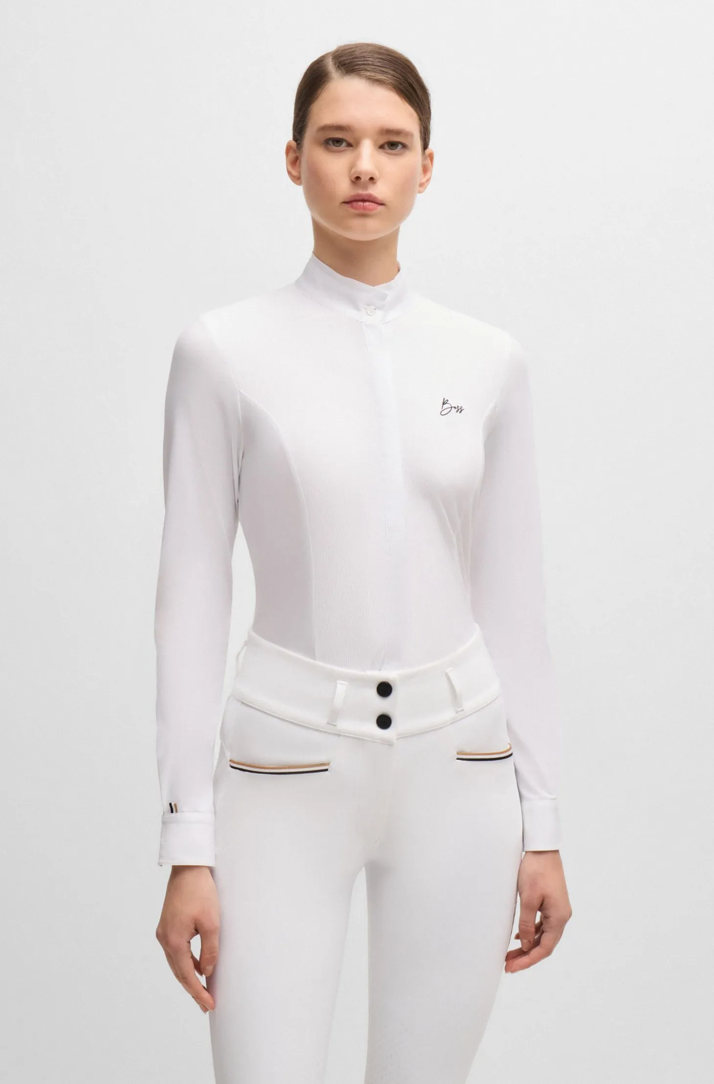 Equestrian show blouse with four-way stretch