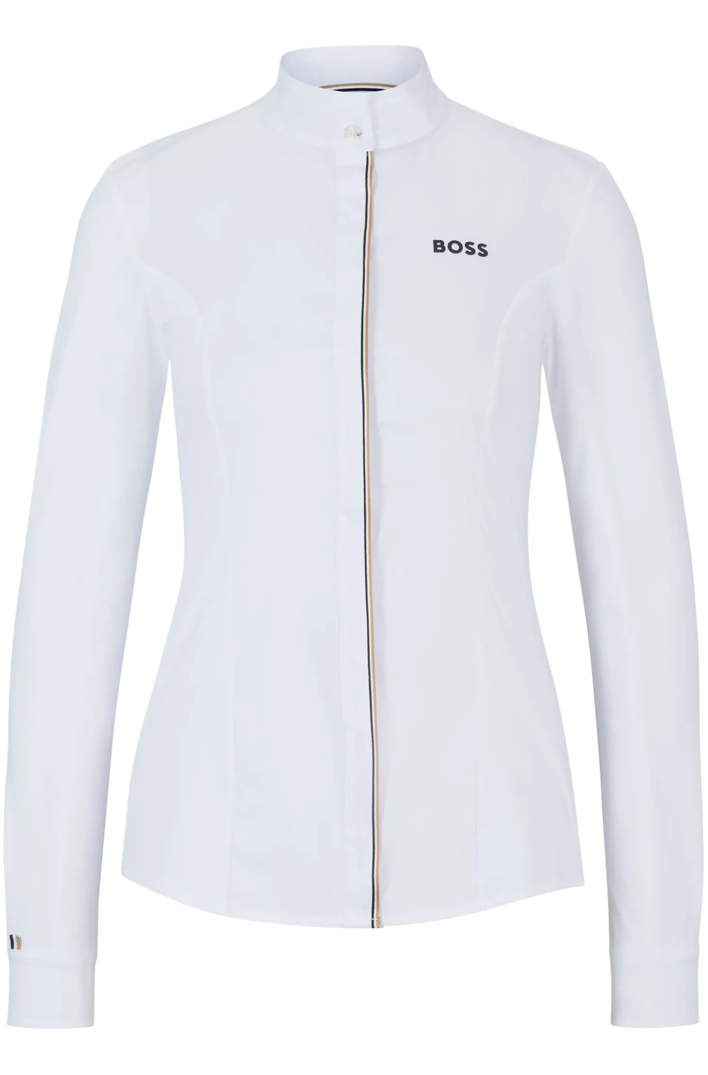 Equestrian show blouse with signature-stripe piping