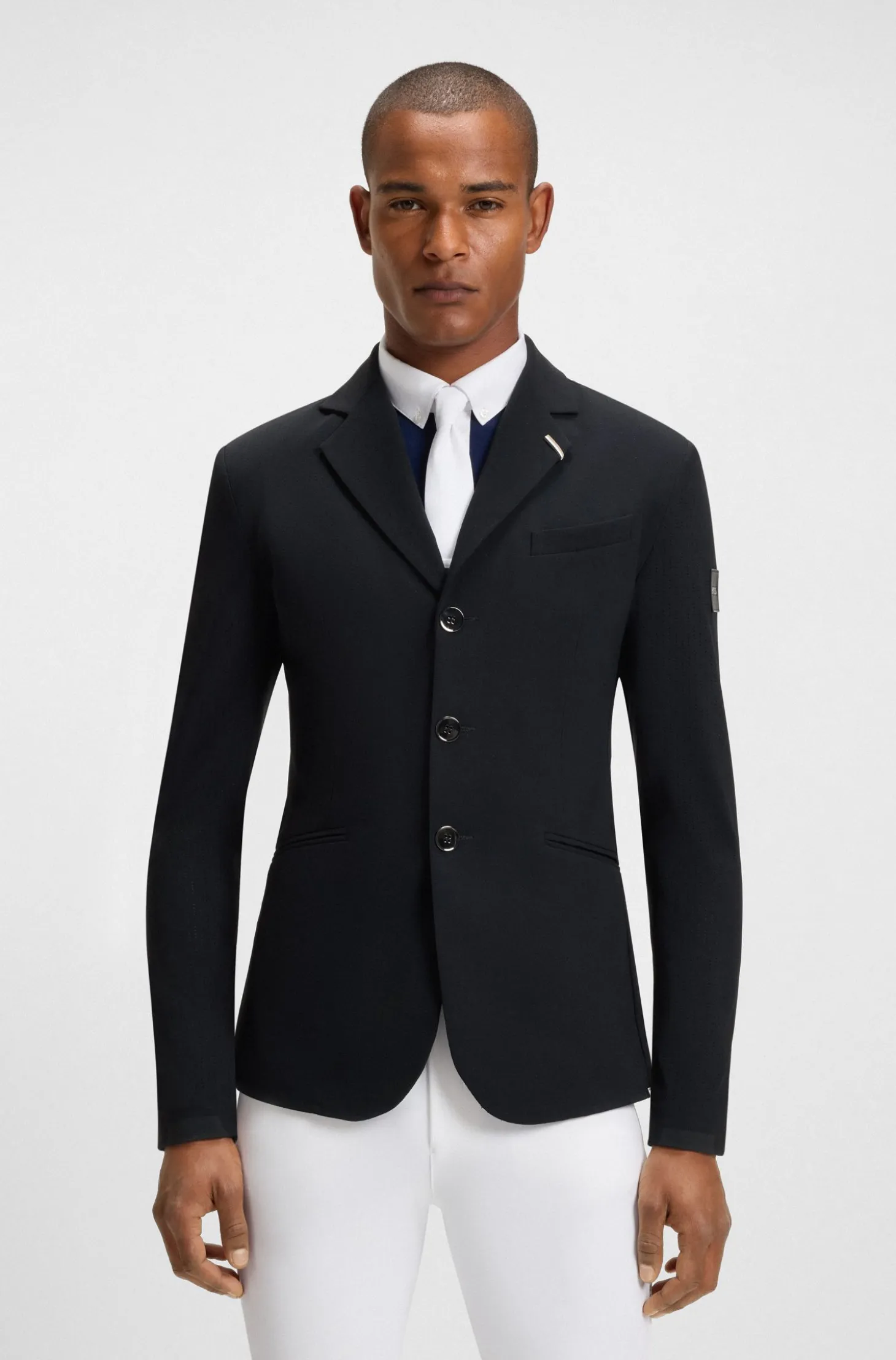Equestrian show jacket in perforated stretch fabric