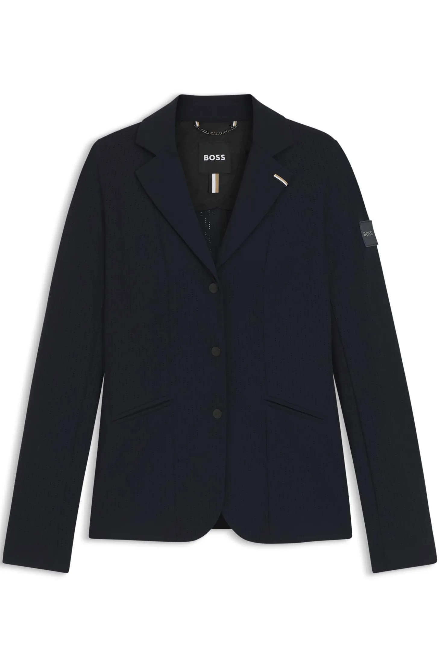 Equestrian show jacket in perforated stretch fabric