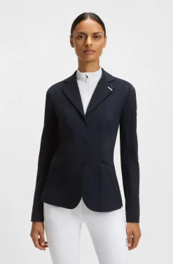 Equestrian show jacket in perforated stretch fabric