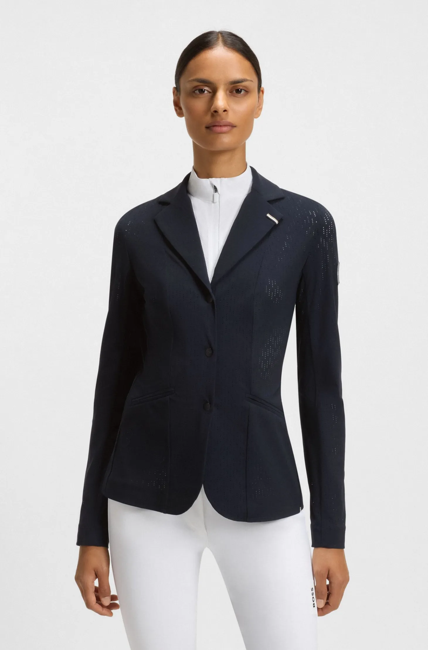 Equestrian show jacket in perforated stretch fabric