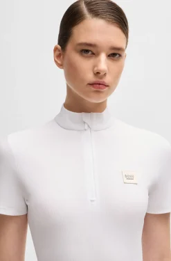Equestrian show shirt in ribbed stretch fabric