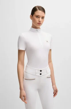 Equestrian show shirt in ribbed stretch fabric