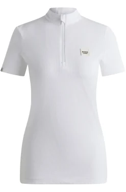 Equestrian show shirt in ribbed stretch fabric