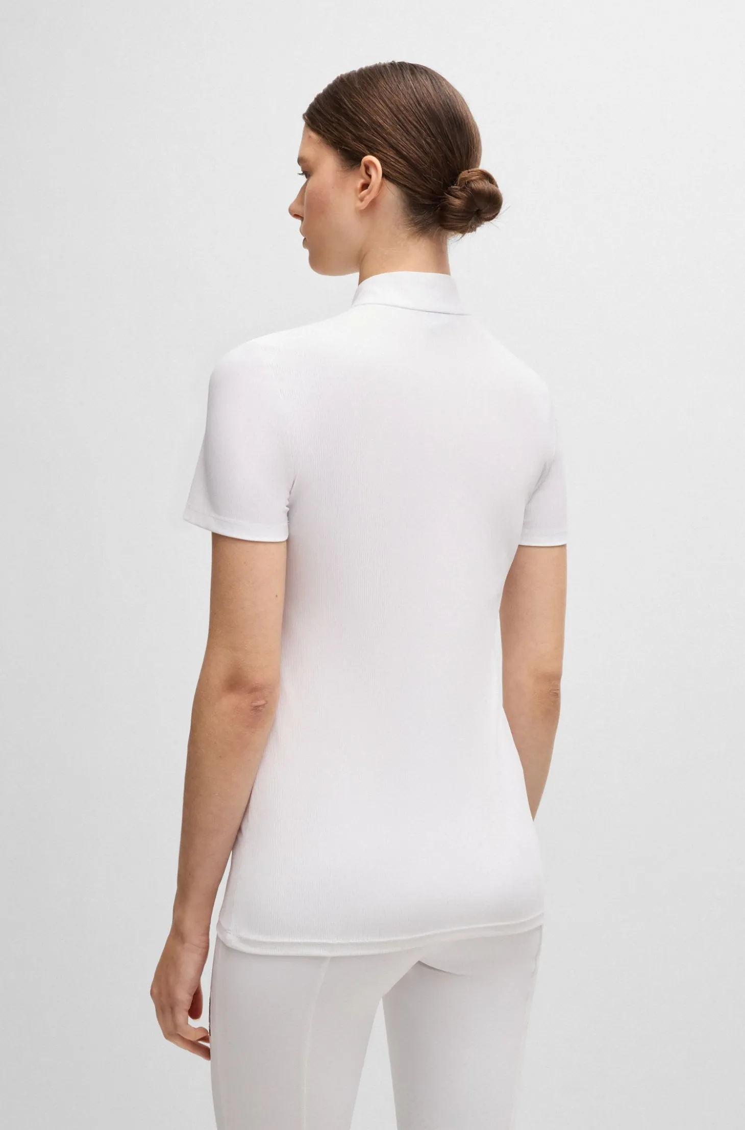 Equestrian show shirt in ribbed stretch fabric