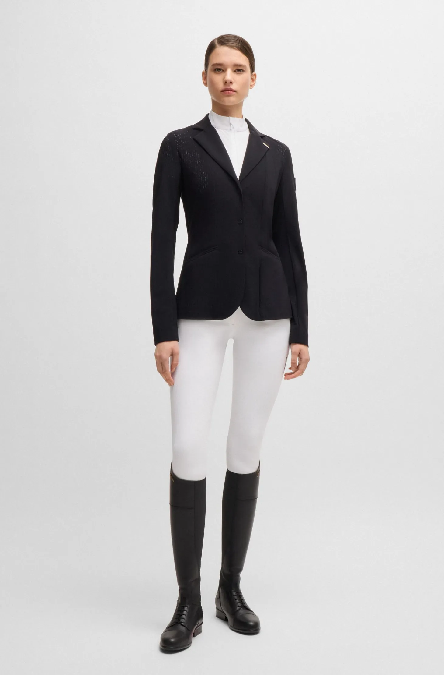 Equestrian show shirt in ribbed stretch fabric