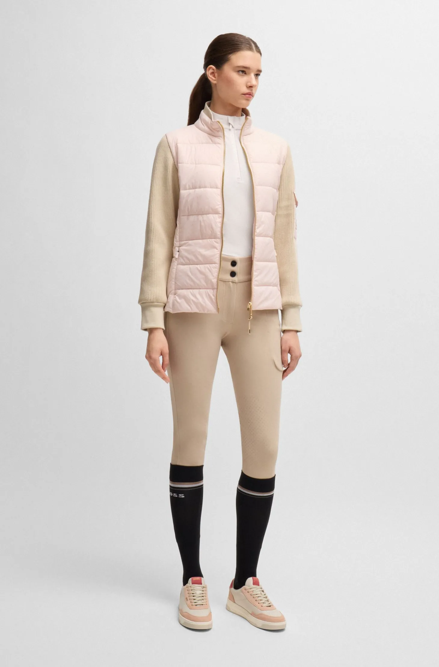Equestrian show shirt in ribbed stretch fabric