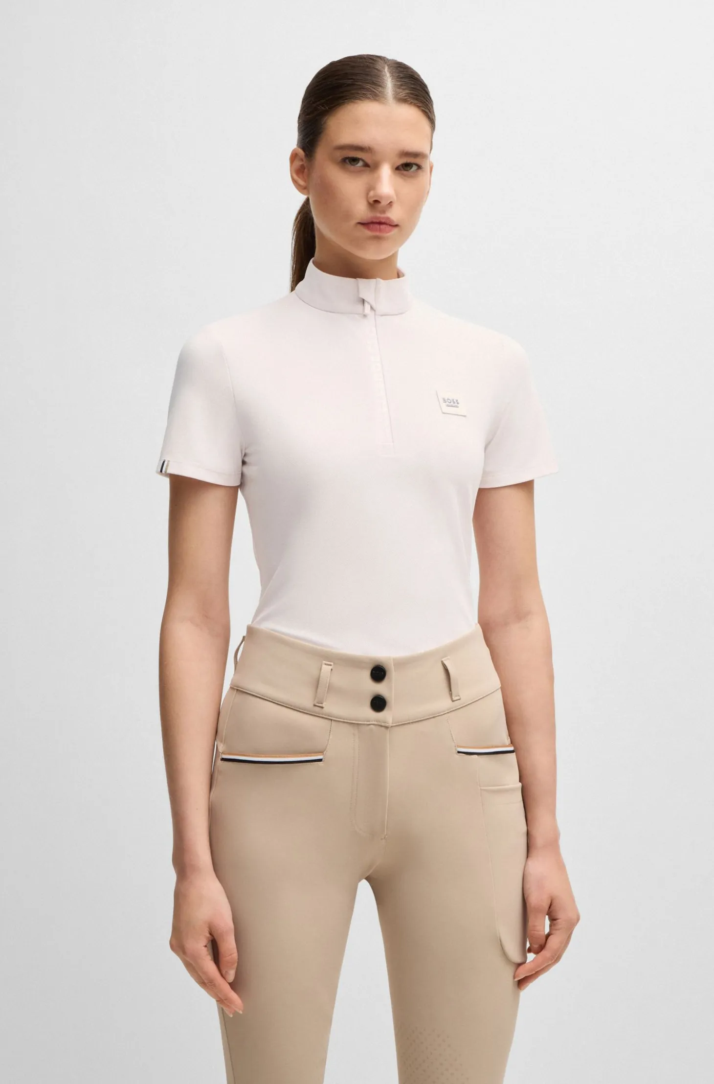 Equestrian show shirt in ribbed stretch fabric