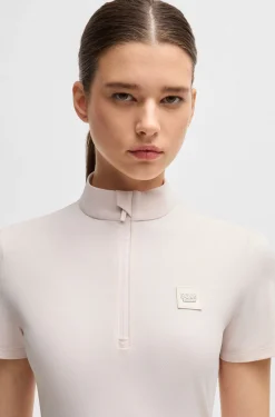 Equestrian show shirt in ribbed stretch fabric