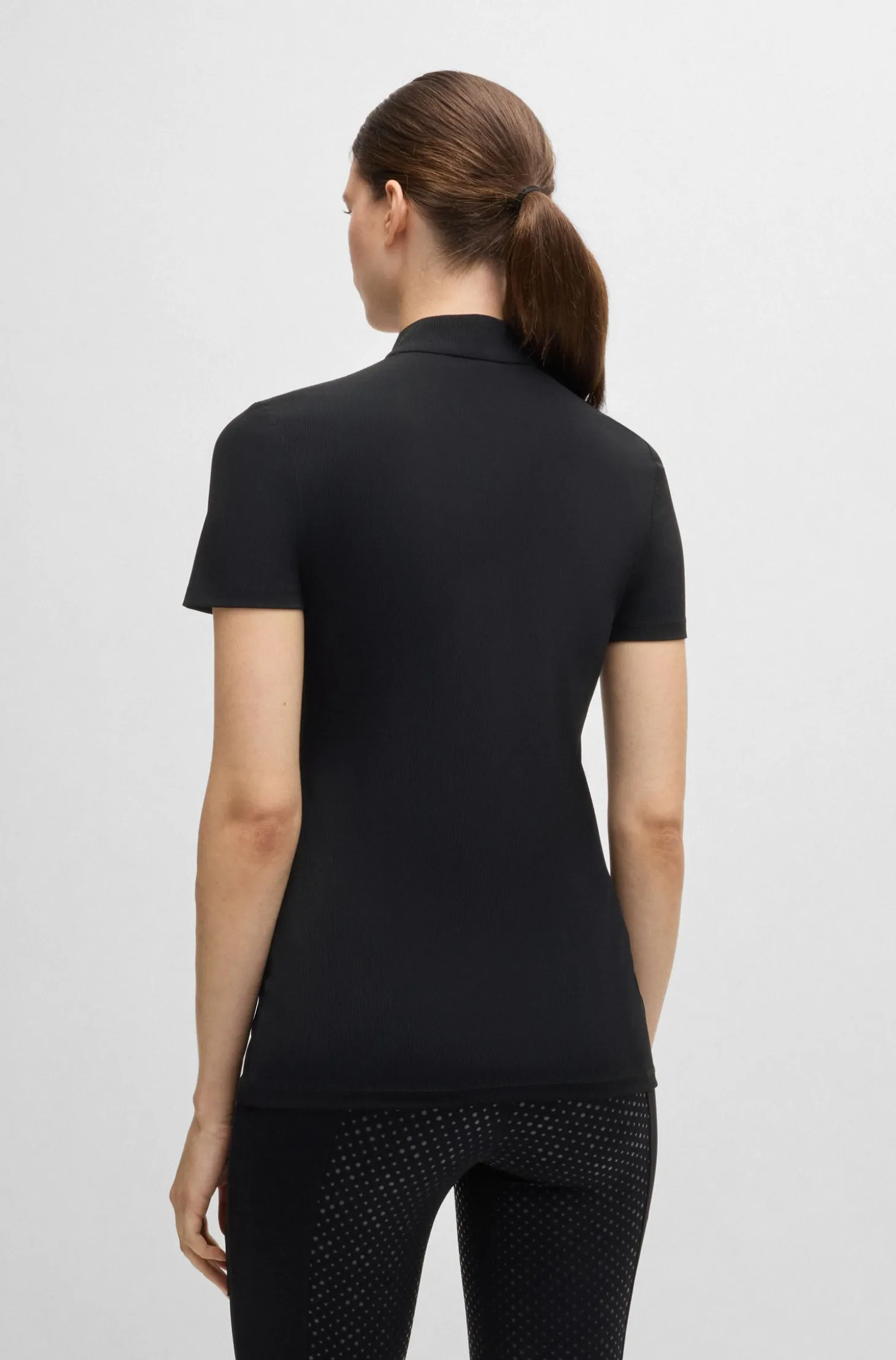 Equestrian show shirt in ribbed stretch fabric