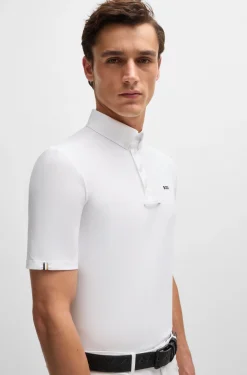 Equestrian show shirt in stretch piqué