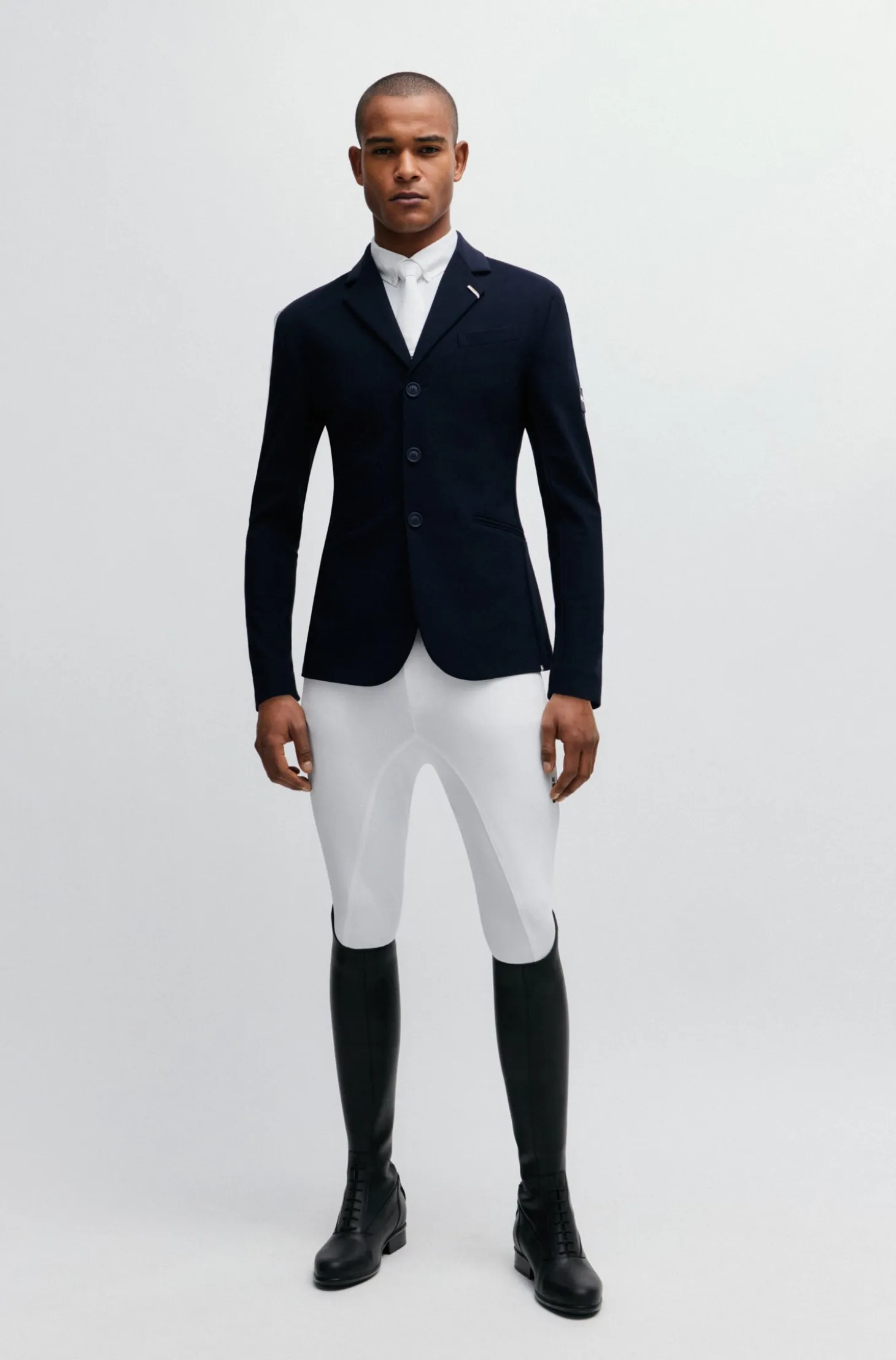Equestrian show shirt with shoulder inserts and logo