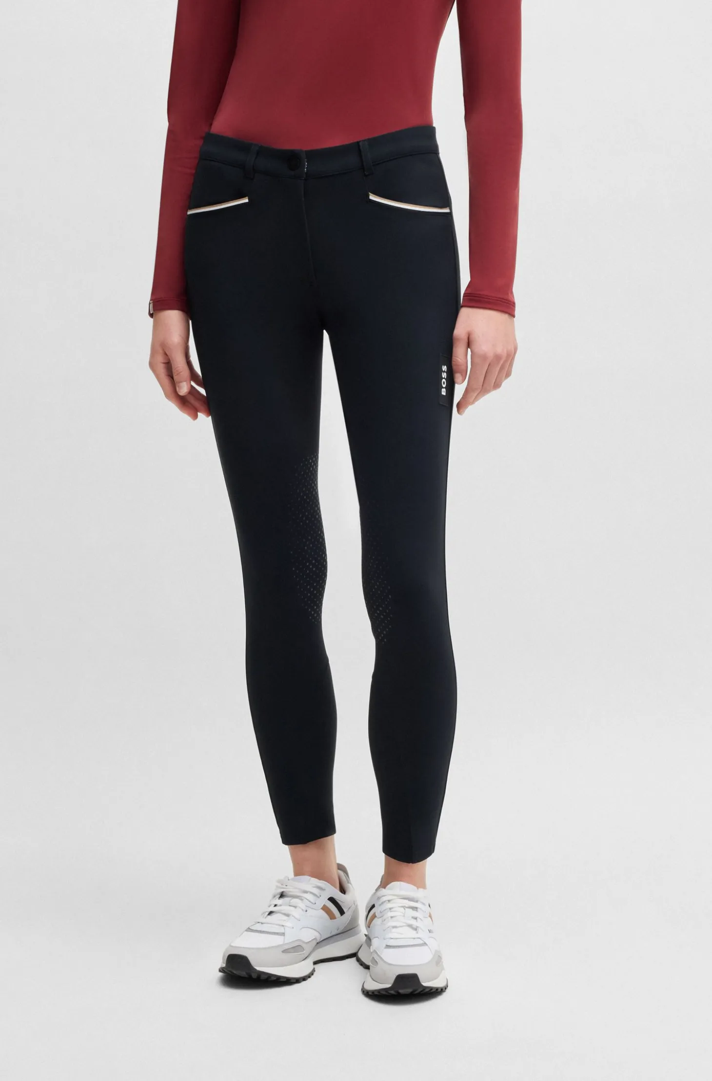 Equestrian slim-fit breeches with knee grip