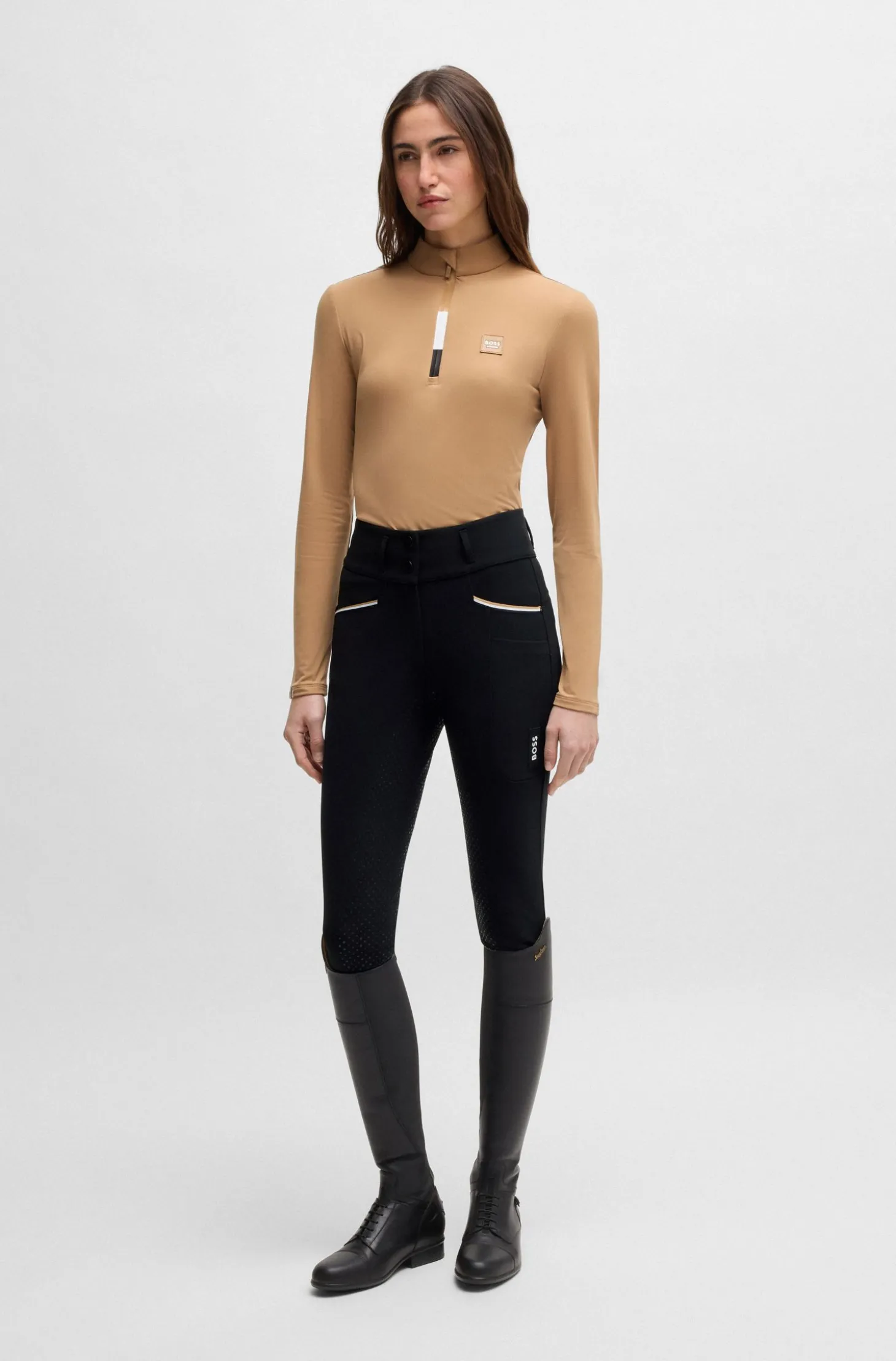 Equestrian slim-fit breeches with full grip