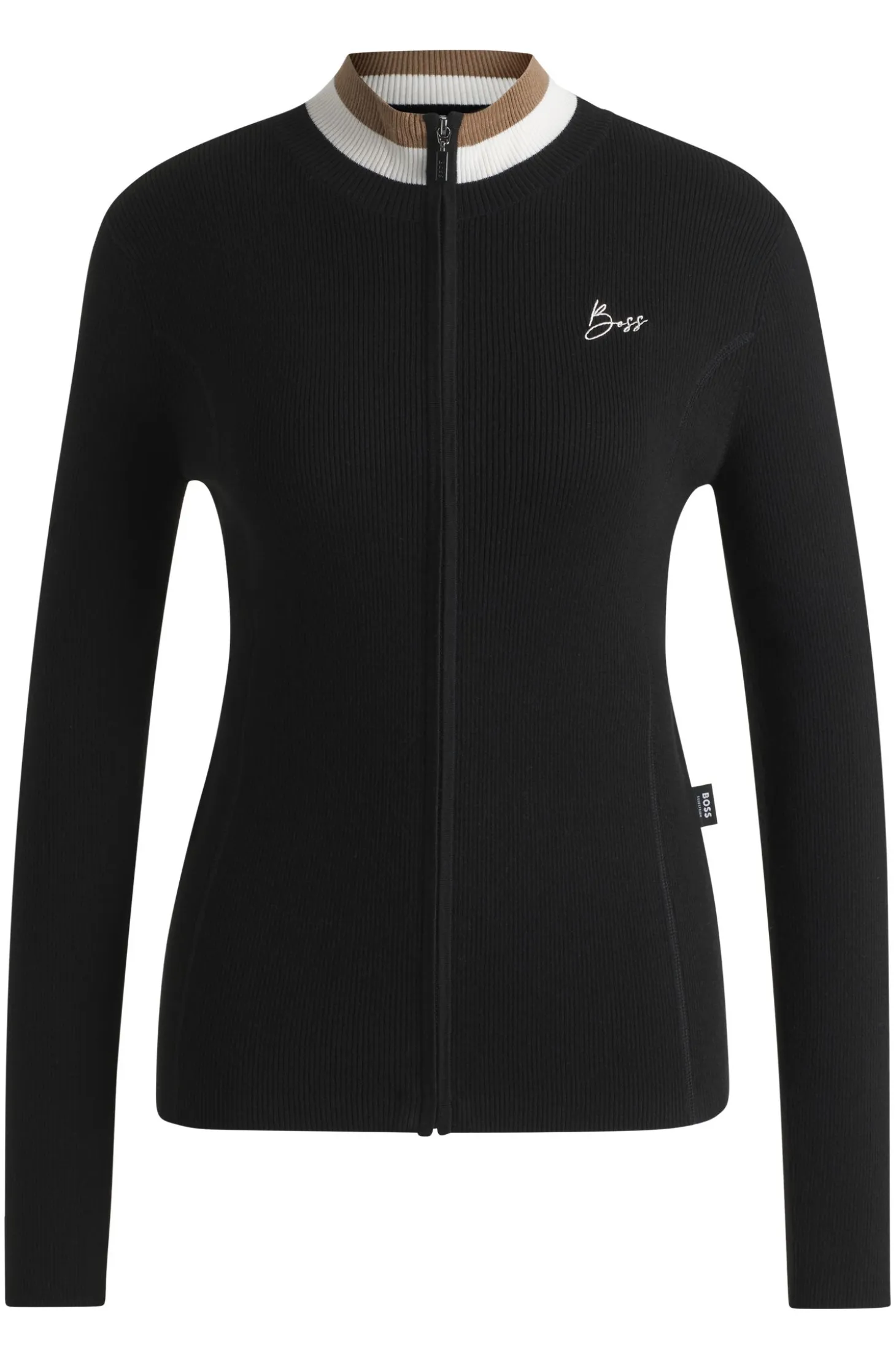 Equestrian slim-fit cardigan with ribbed structure