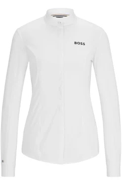 Equestrian slim-fit show blouse in mixed materials