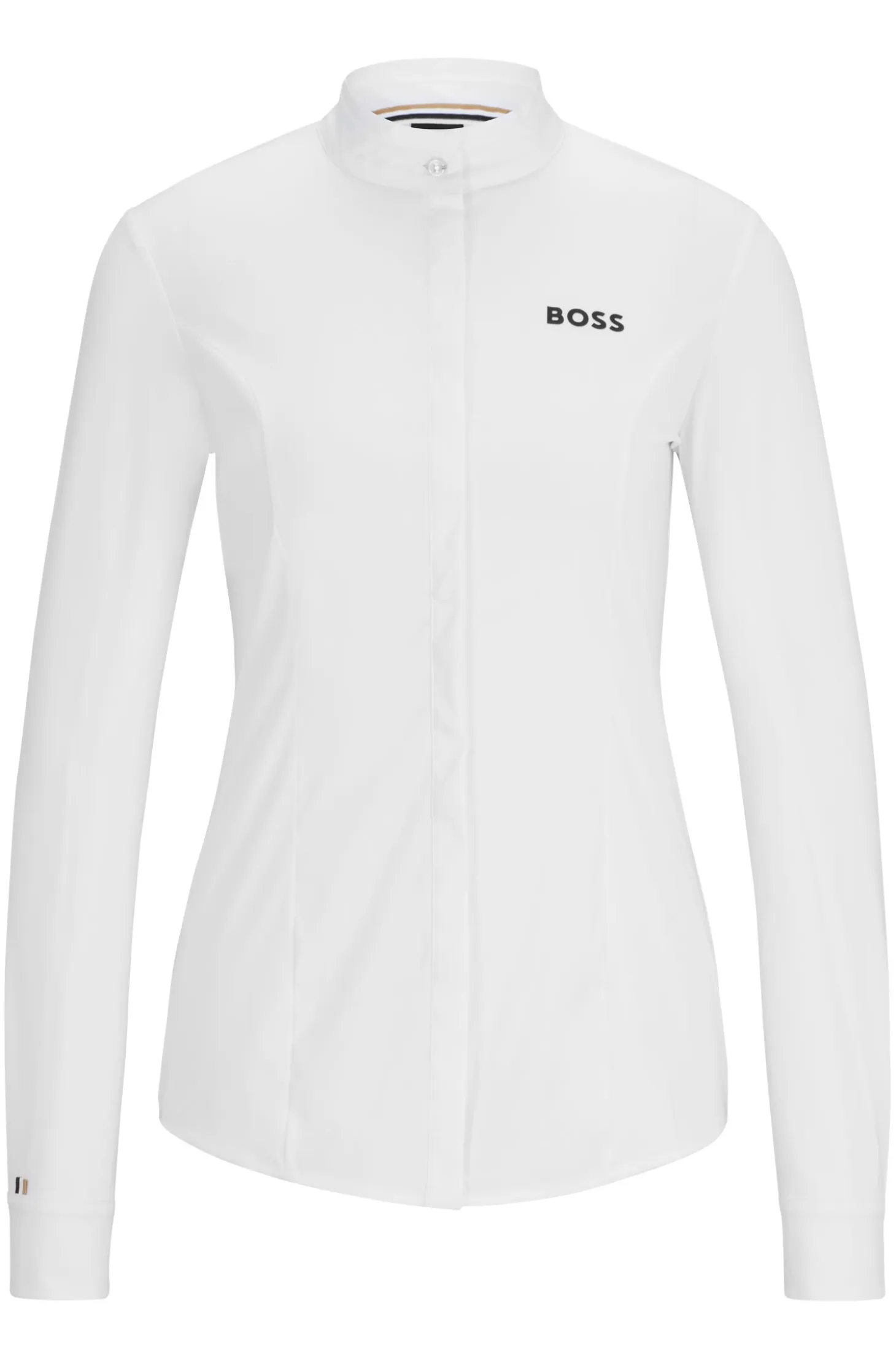 Equestrian slim-fit show blouse in mixed materials