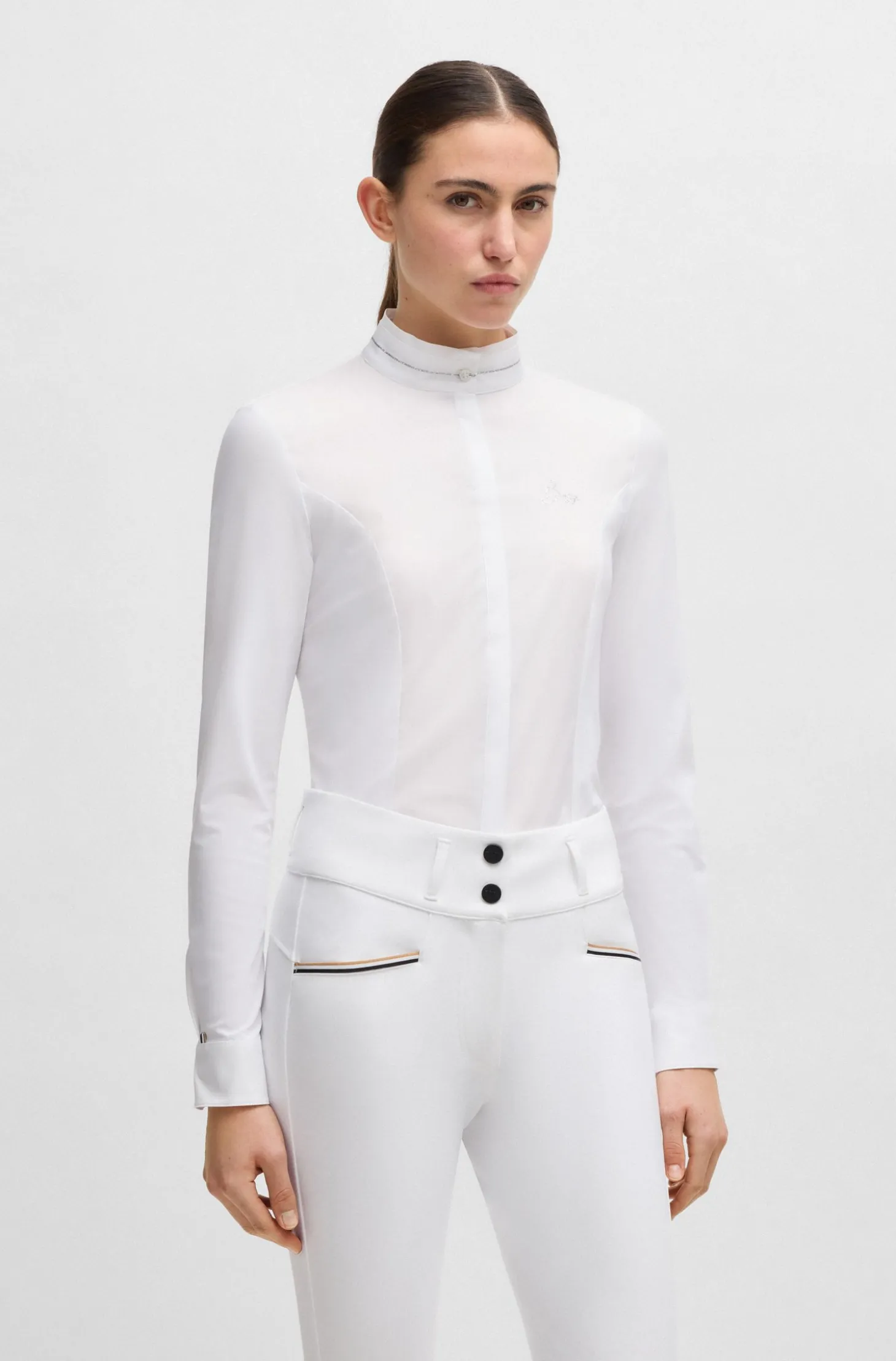 Equestrian slim-fit show blouse with crystal trims