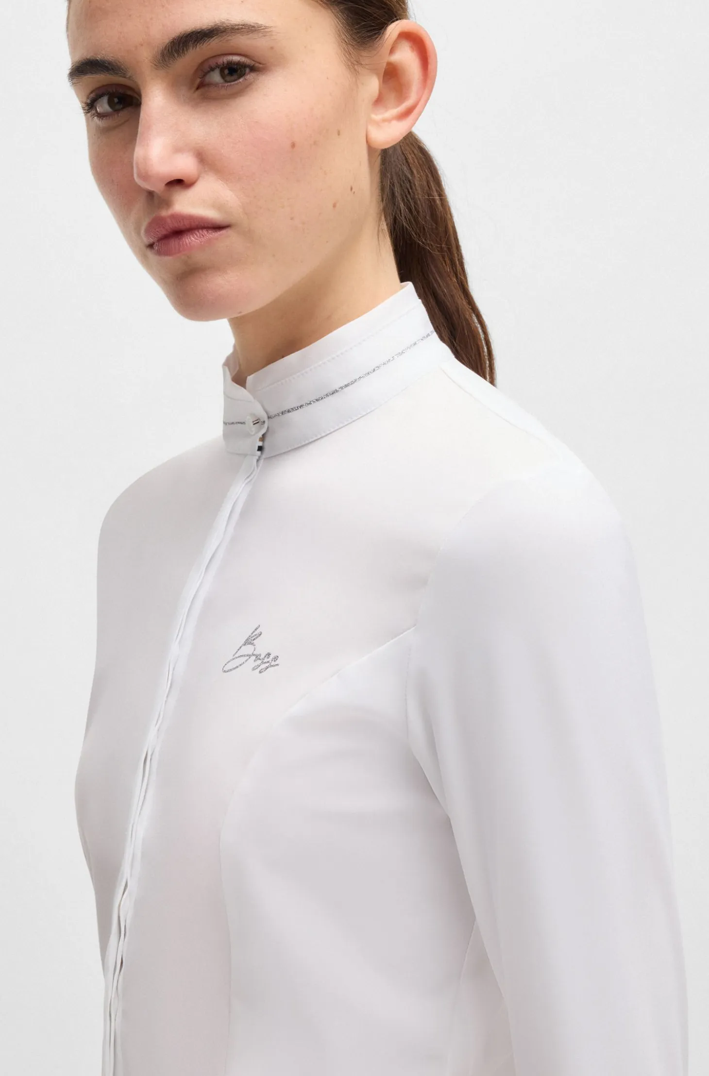 Equestrian slim-fit show blouse with crystal trims