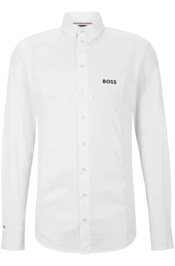 Equestrian slim-fit show shirt in mixed materials