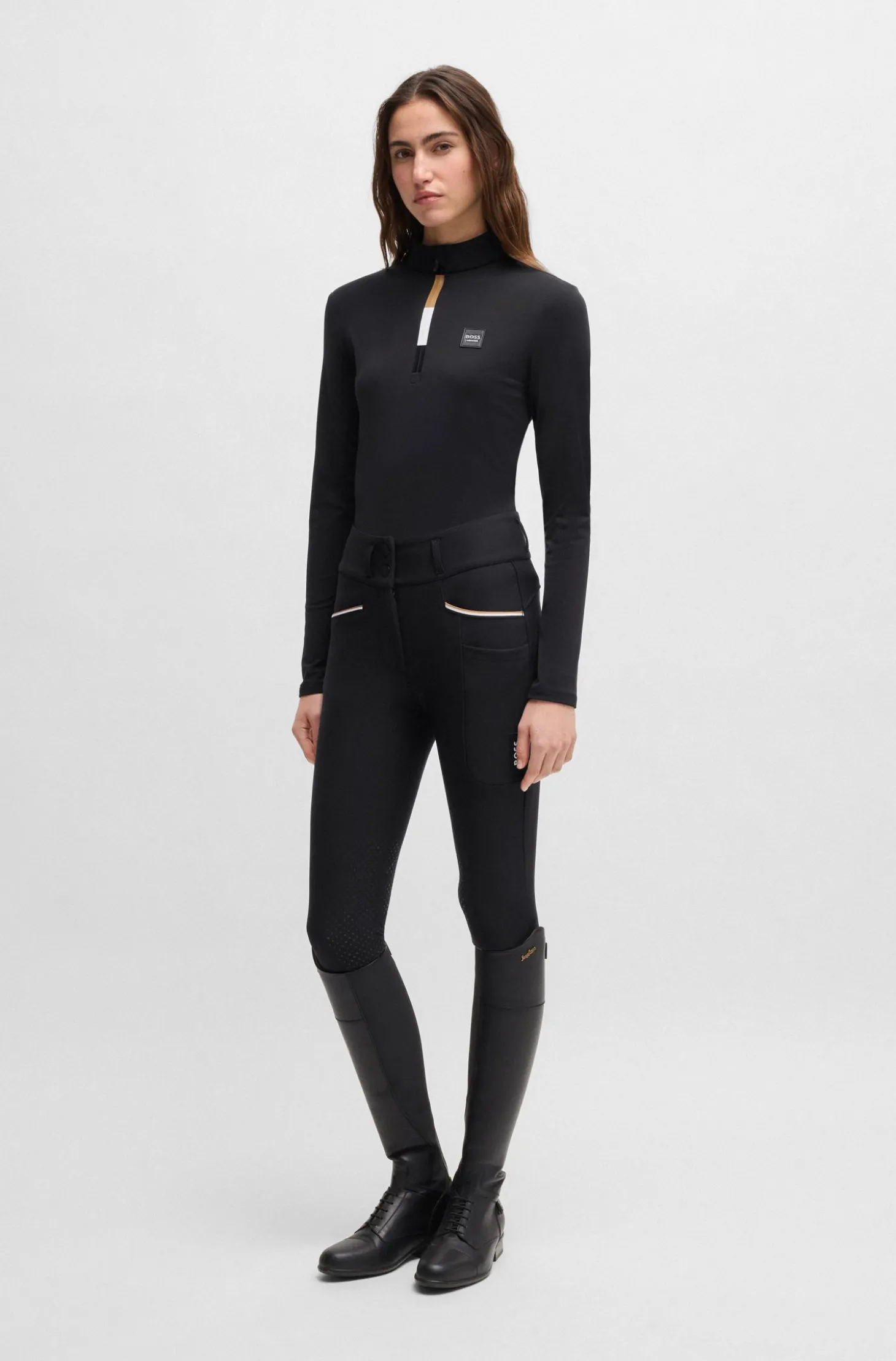 Equestrian slim-fit training shirt in super-stretch fabric