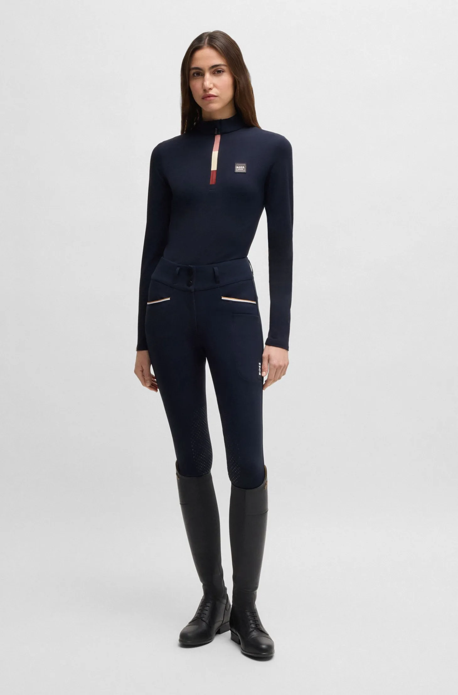Equestrian slim-fit training shirt in super-stretch fabric