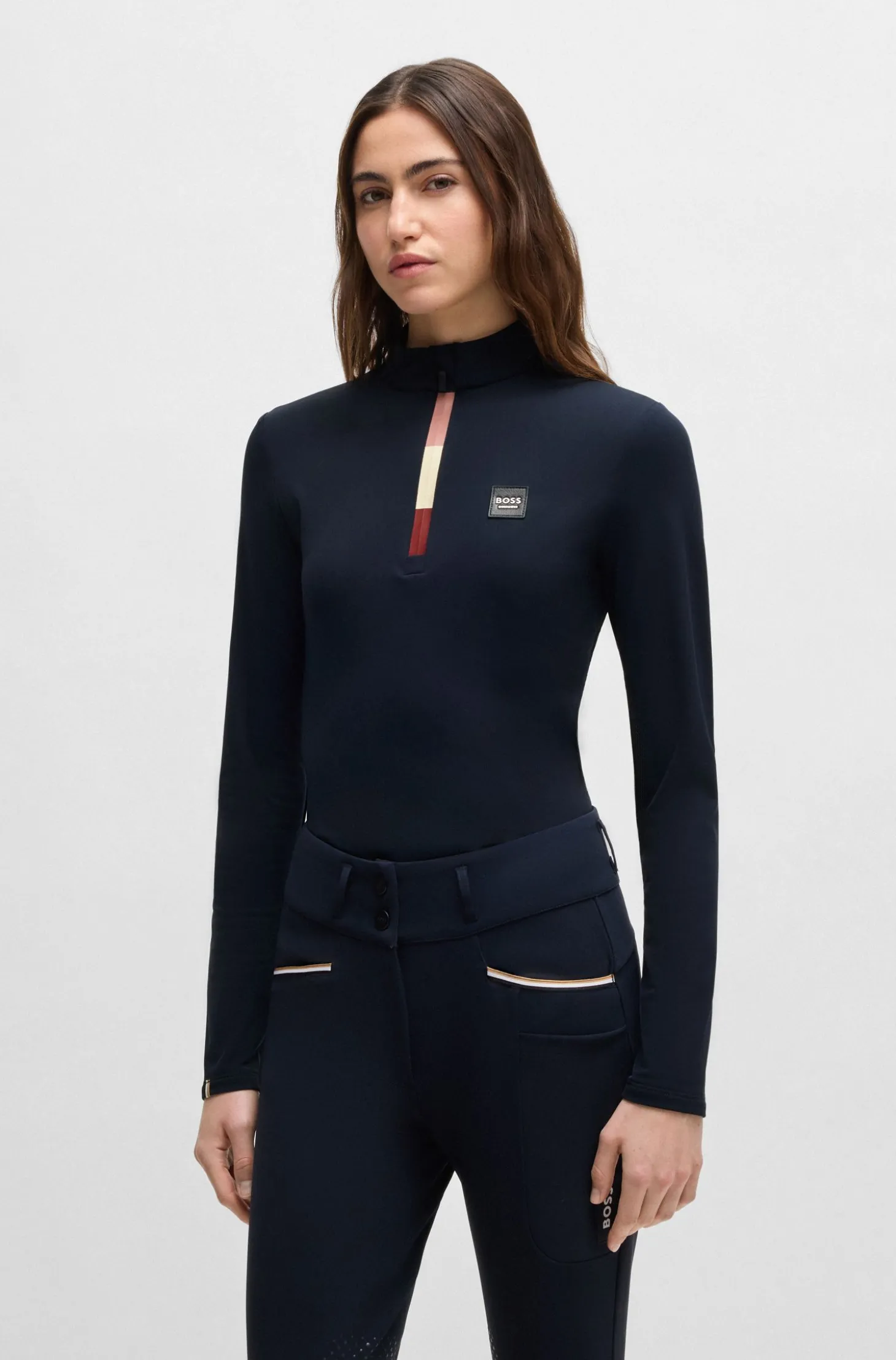 Equestrian slim-fit training shirt in super-stretch fabric
